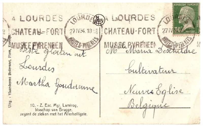 Lourdes - Son Exc. Mgr Lamiroy Vers 1935