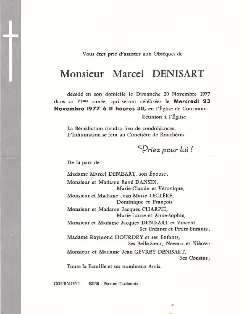 Marcel DENISART 20/11/1977
