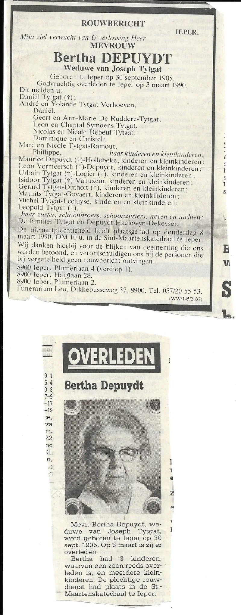 Bertha DEPUYDT 03/03/1990