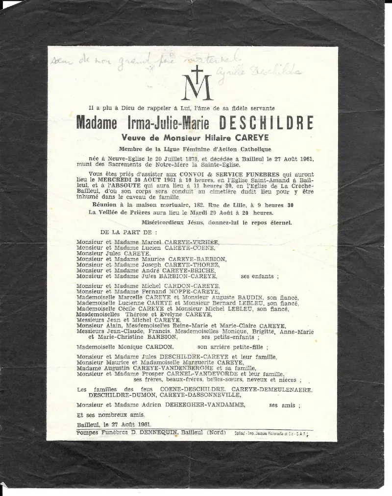 Irma DESCHILDRE 27/08/1961