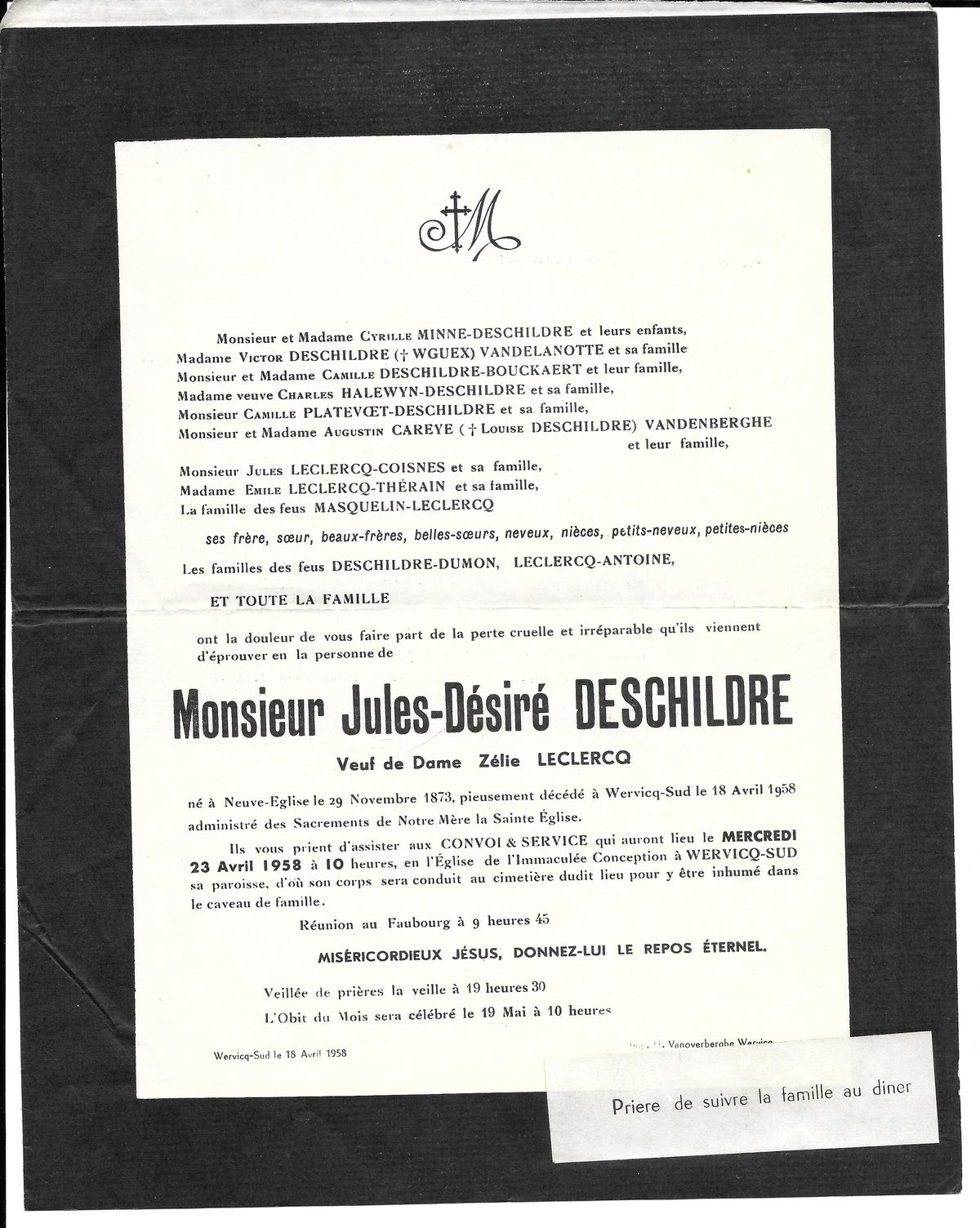 Jules DESCHILDRE 18/04/1958