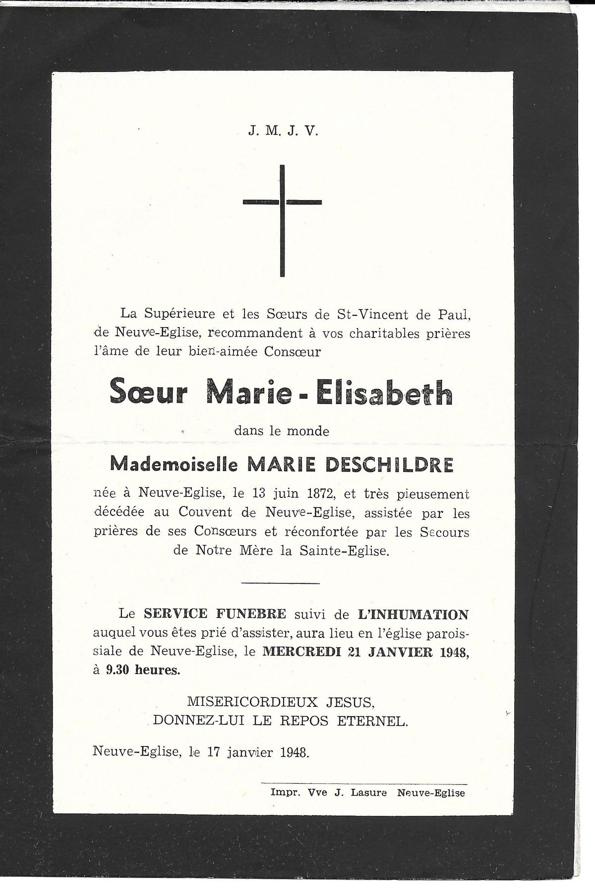 Marie DESCHILDRE 17/01/1948