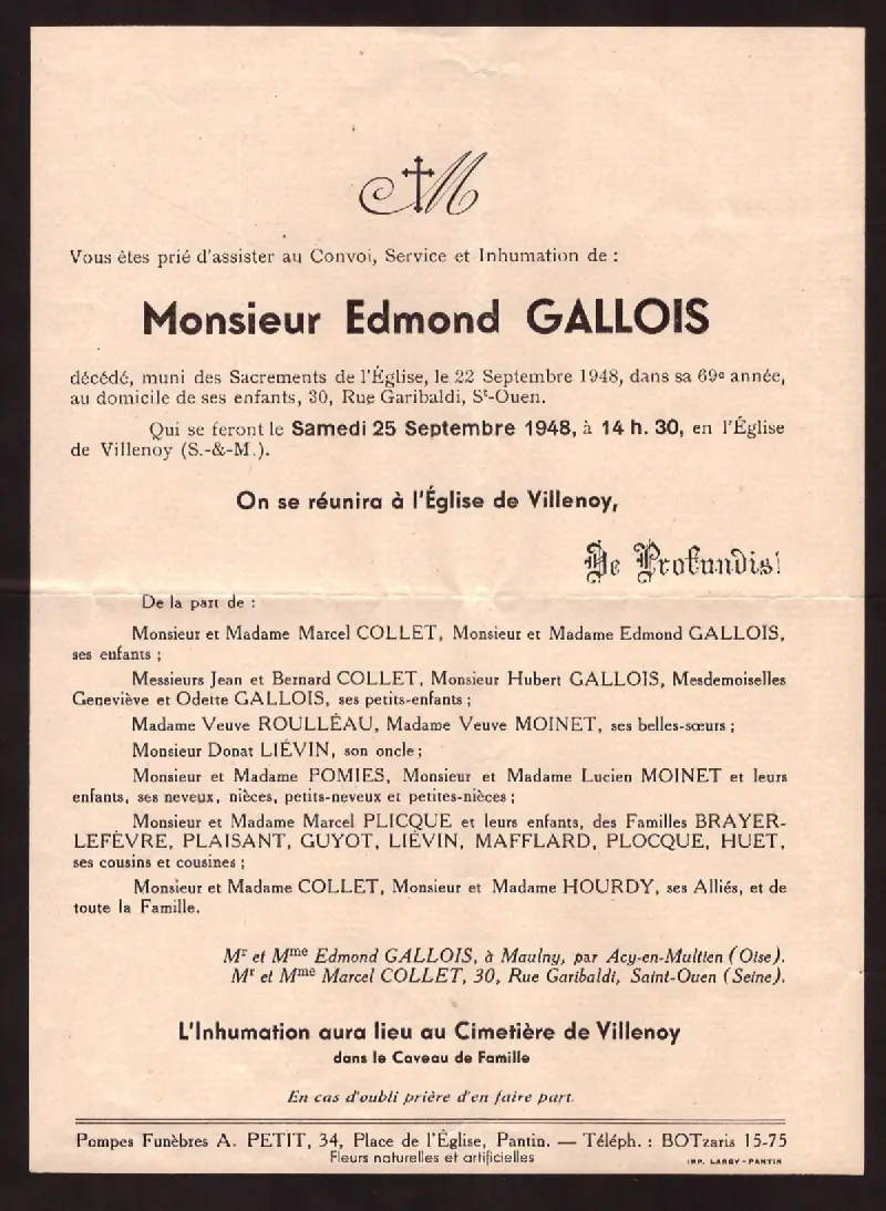 Edmond GALLOIS 22/09/1948
