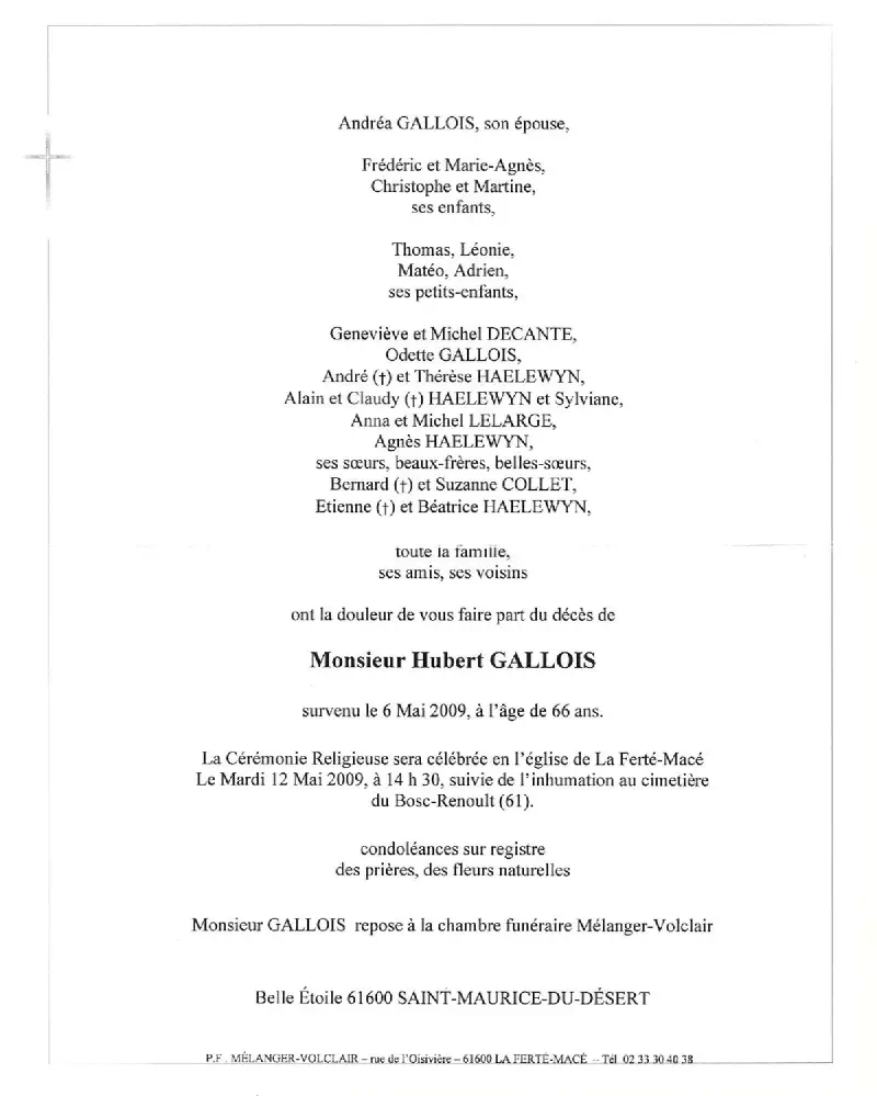 Hubert GALLOIS 06/05/2009