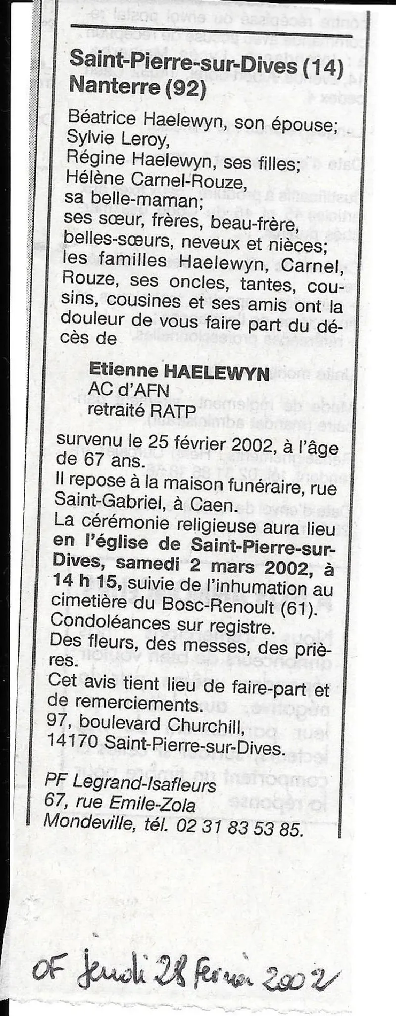 Etienne HAELEWYN 25/02/2002