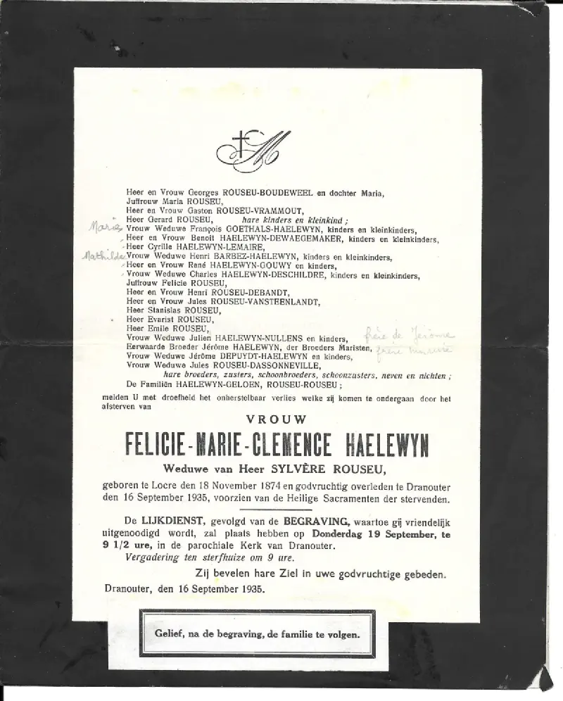 Felicie HAELEWYN 16/09/1935