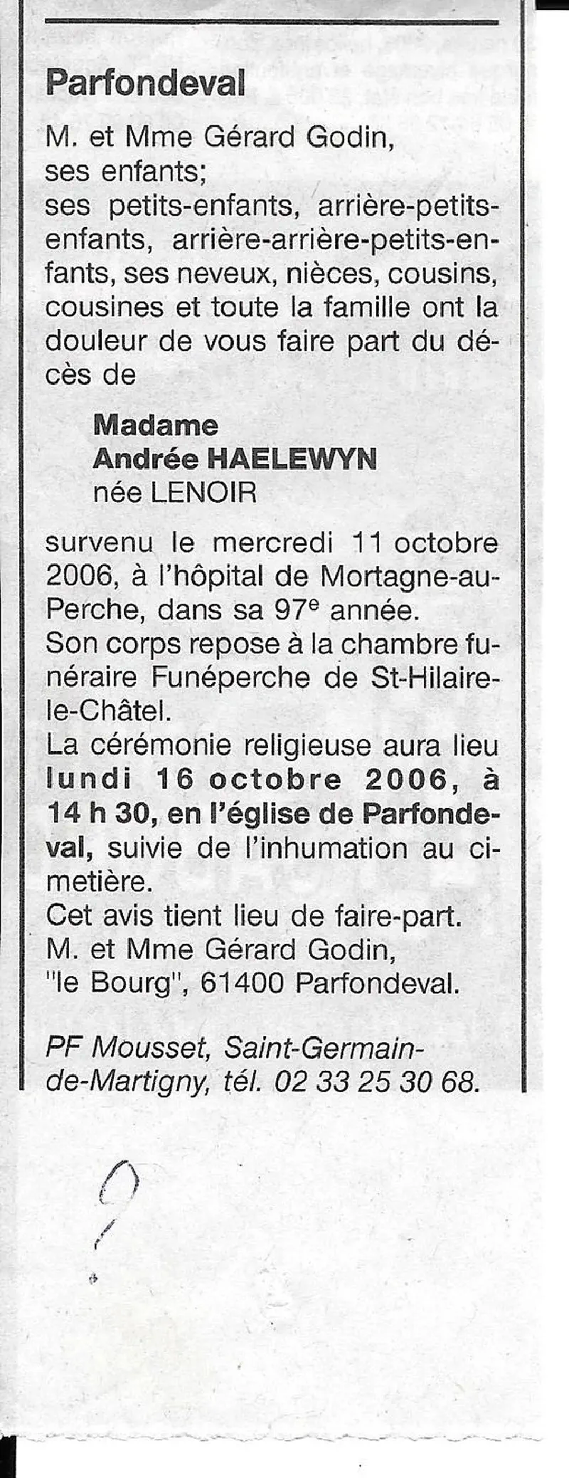 Andree LENOIR 11/10/2006