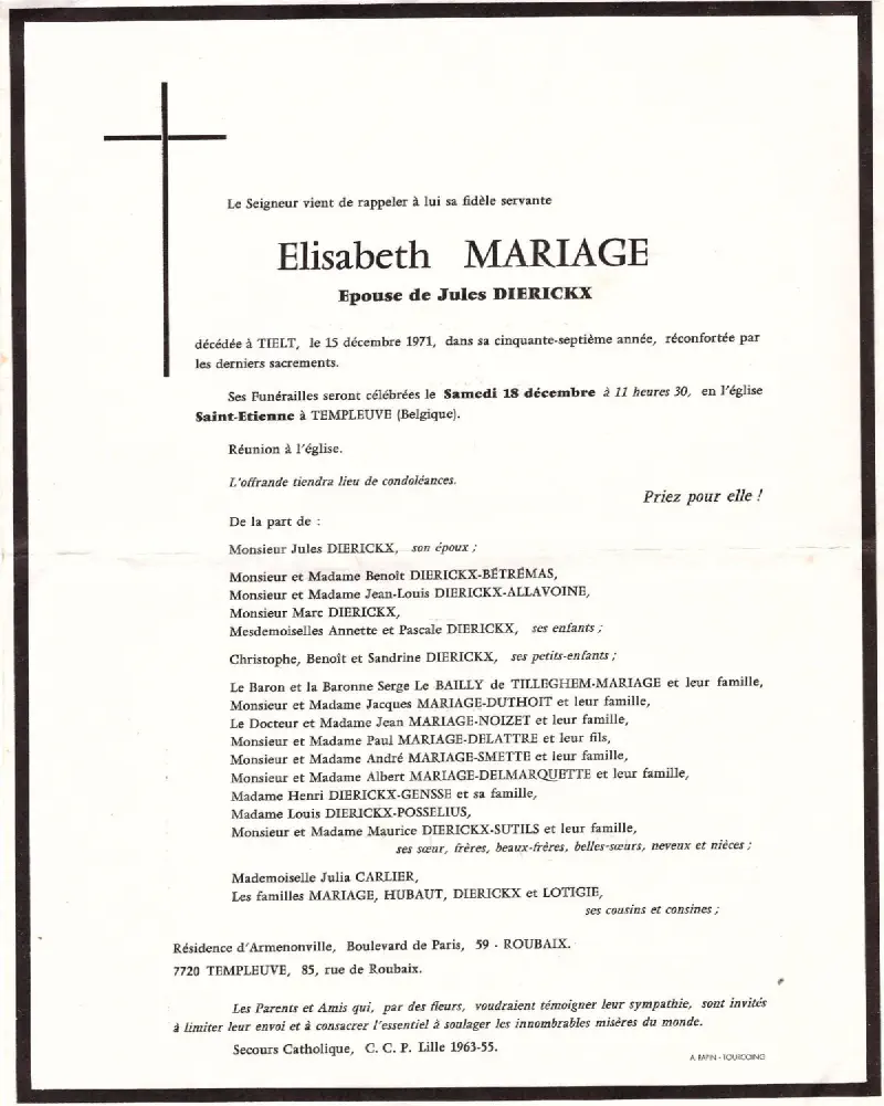 Elisabeth MARIAGE 15/12/1971