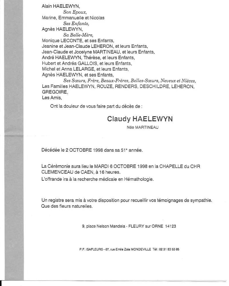 Claudy MARTINEAU 02/10/1998