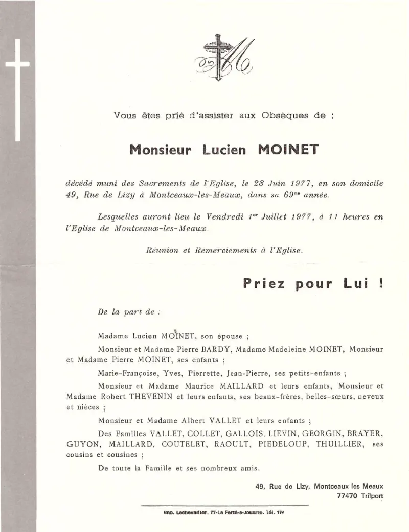 Lucien MOINET 28/06/1977