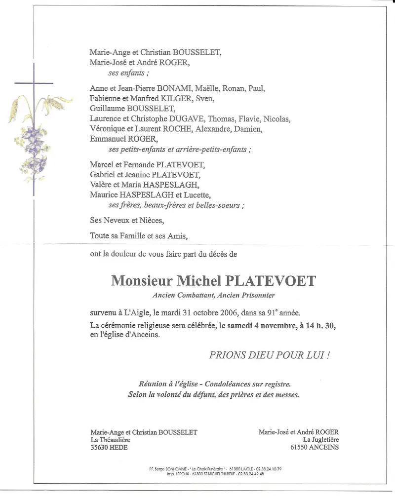 Michel PLATEVOET 31/10/2006