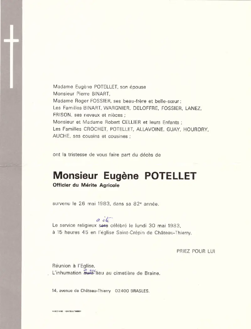 Eugene POTTELET 26/03/1983