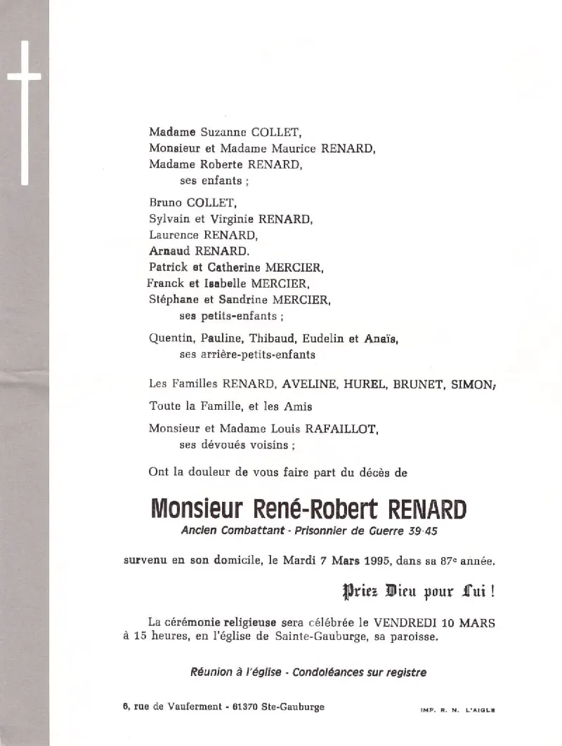 Rene-Robert RENARD 07/03/1995