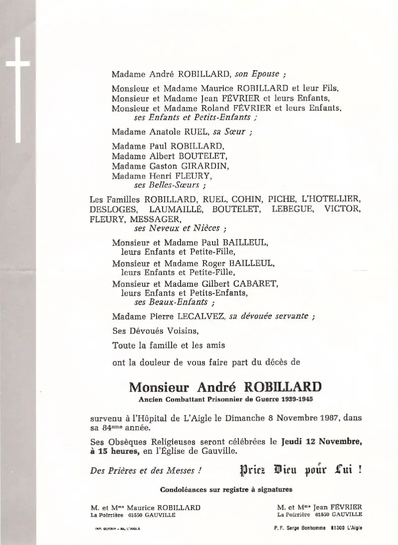 Andre ROBILLARD 08/11/1987