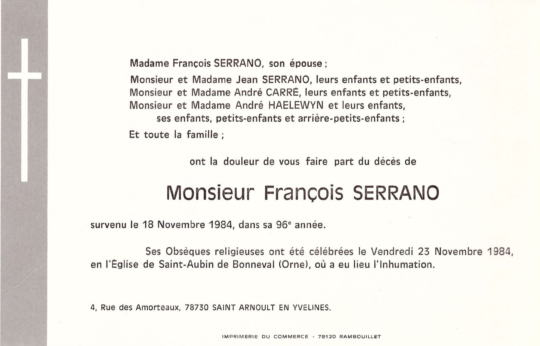 Francois SERRANO 18/11/1984