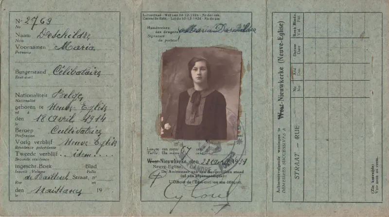 Carte d'identité - 1939 - Maria DESCHILDRE épouse HAELEWYN