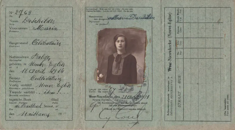 Carte d'identité - 1939 - Maria DESCHILDRE épouse HAELEWYN