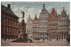 Anvers - Maison des corporations et fontaine Brabo Vers 1935