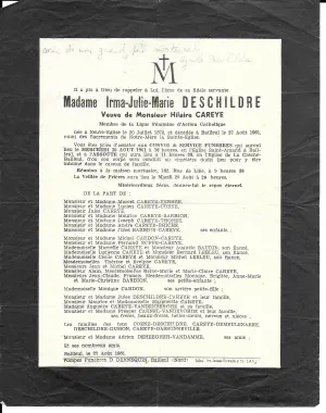 Irma DESCHILDRE 27/08/1961