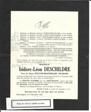 Isidore DESCHILDRE 17/12/1932