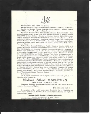 Maria DESCHILDRE 17/05/1943