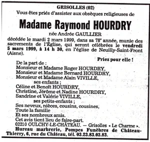 Andree GAULLIER 02/03/1999