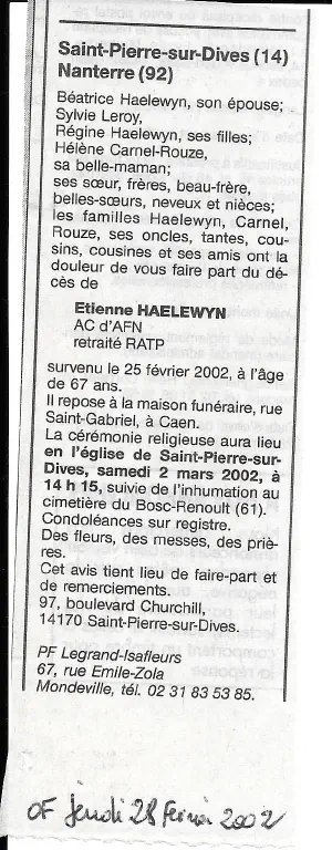 Etienne HAELEWYN 25/02/2002