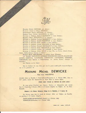 Irma HAELEWYN 04/02/1946