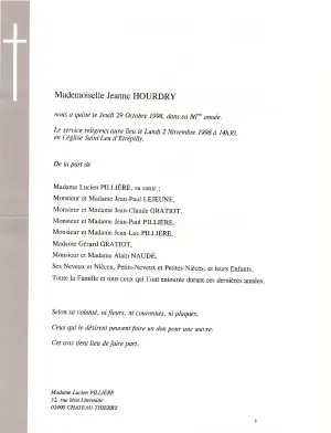 Jeanne HOURDRY 02/11/1998