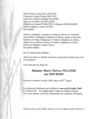 Marie-Therese HOURDRY 04/07/2009