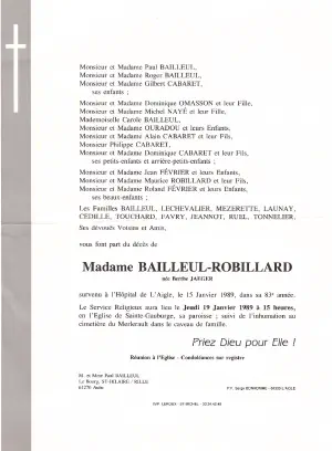 Berthe JAEGER 15/01/1989