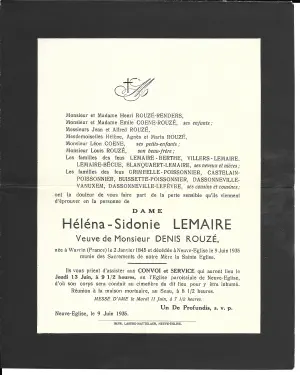 Héléna LEMAIRE 09/06/1935
