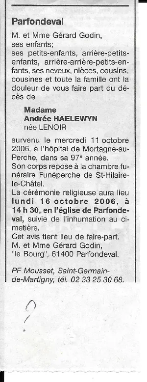 Andree LENOIR 11/10/2006