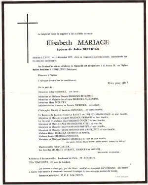 Elisabeth MARIAGE 15/12/1971