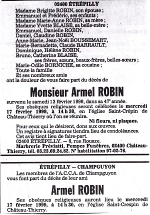 Armel ROBIN 13/02/1999