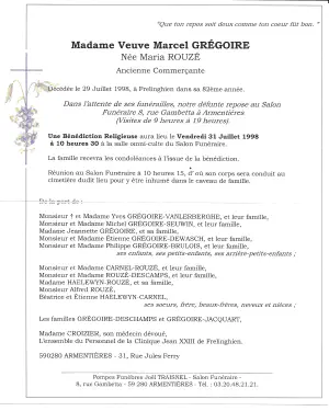 Maria ROUZE 29/07/1998