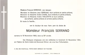 Francois SERRANO 18/11/1984