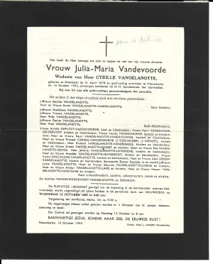 Julia VANDEVOORDE 10/10/1953