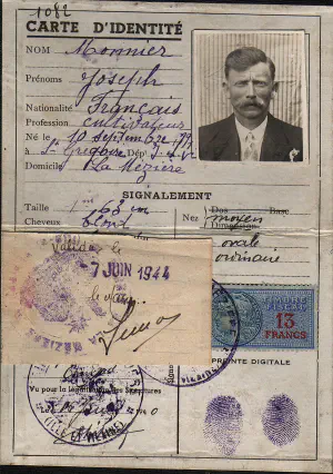 Carte d'identité - 1940 - Joseph MONNIER