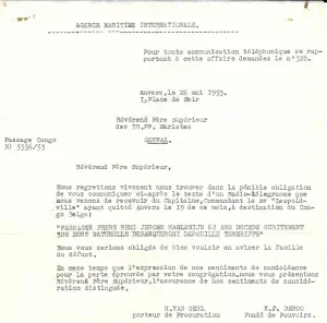 télégramme annonçant le décès