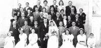 1-Marcel PLATEVOET, 2-Fernande FOUQUET, 3-Maria CAREYE,
4-Michel PLATEVOET, 5-Abel PLATEVOET, 6-Son épouse,
7-Albert HAELEWYN, 8-Valère HASPESLAGH, 9-son épouse,
10-Camille PLATEVOET, 11-Gabriel PLATEVOET, 12-Jeannine son épouse